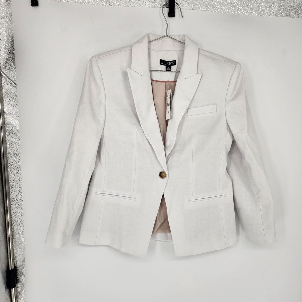 NWT J.Crew Alexandra Blazer in Stretch Linen Size P10 White